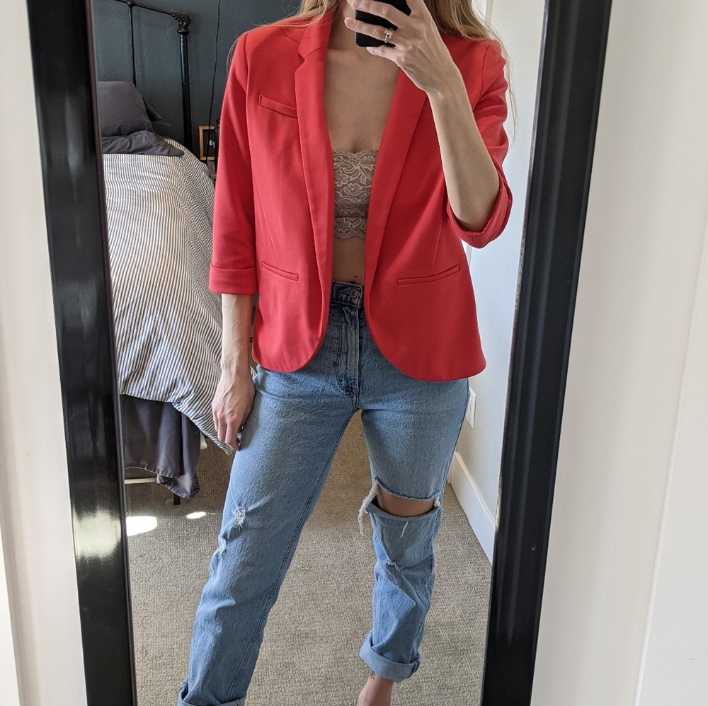 Lauren Conrad Muted Red Boyfriend Blazer